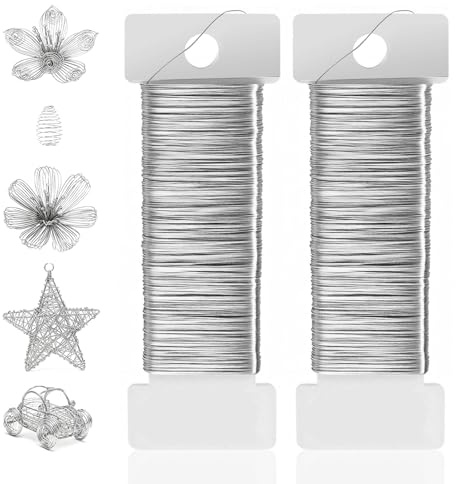Basteldraht Dünn 2 Rollen 0.3mm X 100m Draht zum Basteln Schmuckdraht Silber Blumendraht