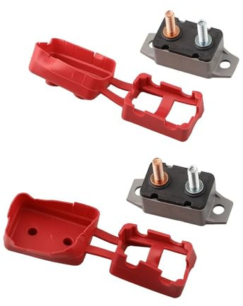 NiuLumea Automatischer Reset-Leitungsschutzschalter, 12 V-24 V, Automobil für Marine, für Wohnmobil-Geländefahrzeuge, Batterieladegeräte mit Abdeckung, 2 Stück