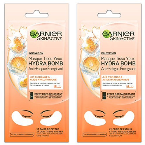 Garnier Skinactive Masque Tissu Yeux Hydrabomb Anti-Fatigue Energisant 6 g - Lot de 2