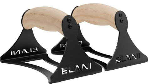 ELANI - Liegestützgriffe Holz mit gelenkschonenden Griffen & sicherem Stand - ideal als Calisthenics Equipment für Push ups oder als Handstand Griffe - auch als push up bars & Handstand canes
