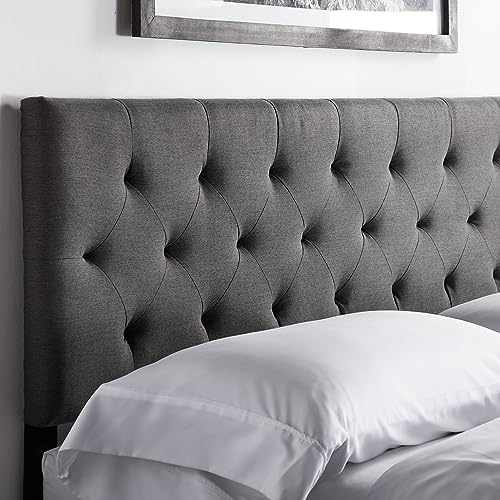 LUCID Gepolstertes Kopfteil – Bett 90 cm & 80 cm – Höhenverstellbar von 85 bis 115 cm, Rauten-Steppung, Charcoal / Dunkelgrau