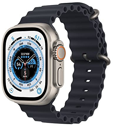Apple Watch Ultra (GPS + Cellular, 49mm) Boîtier en Titane avec Bracelet Océan Minuit - Taille unique (Reconditionné)