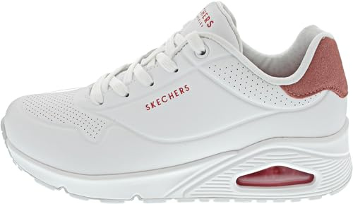 Skechers Uno, Sneaker Donna, White Durabuck Coral Suede Trim, 39 EU