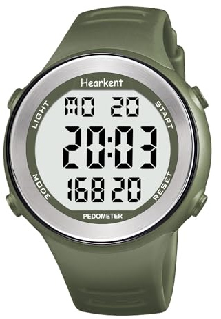 Hearkent Montre podomètre étanche pour Personnes âgées, sans Bluetooth, sans Application, Montre avec Compteur de Pas (Vert)