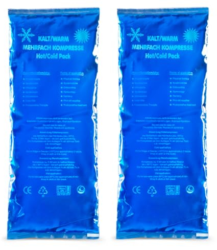 Hygiene100 Kalt Warm Kompresse | Set von 2 (12 x 29 cm) Wiederverwendbare Gel-Kühlkissen für Verletzungen, Schmerzlinderung, Insektenstiche, flexible Therapie usw