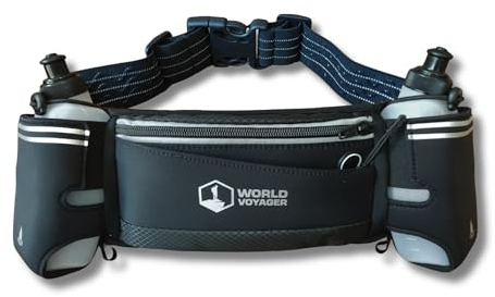 Hydrabelt Ultra Trinkgürtel für Läufer, 2 Taschen, BPA-freie Wasserflaschen, Schwarz, Einheitsgröße, Trinkgürtel mit 2 Taschen und 2 Wasserflaschen, Schwarz, Einheitsgröße, Trinkgürtel mit 2 Taschen