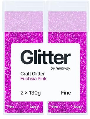 Hemway Craft Glitter Shaker Fuchsia Pink 130g x2 Pack Fine