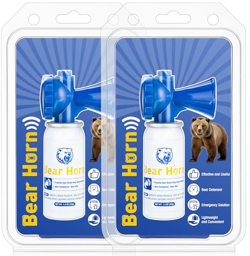 2 Pack 1.4oz Bear Horn Self Defense, Loud Air Horn for Wild Animals, 120dB Heard up to 1/2 Mile Away, Ideal for Hiking