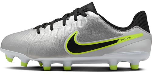 Nike Legend 10 Academy Fg/MG Scarpe da Calcio per Bambini Metallic Silver/Black/Volt 38