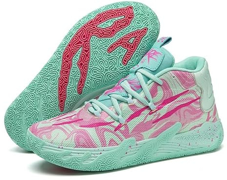 LJFIWY Zapatillas de baloncesto altas para hombre, suela de goma, antideslizantes, para entrenamiento al aire libre, botas de baloncesto para regalo (verde, talla 5)