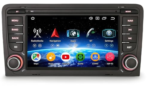 Erisin Android 16 GPS bilradio med navigation för Audi A3 S3 RS3 RNSE-PU | 8-kärnig 4GB 64 GB 7 tums IPS pekskärm stöder Bluetooth 5.0 trådlös CarPlay Android Auto Canbus DAB RDS OBD2 WiFi