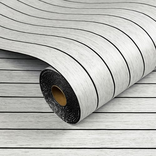 Livelynine Spesso Carta da Parati Legno Bianco 60CMx3M Carta da Parati Autoadesiva Muro Effetto Legno Chiaro 3D Rivestimento Parete Adesivo Soggiorno Soffitto Finto Pannello Decorativo Parete Ufficio