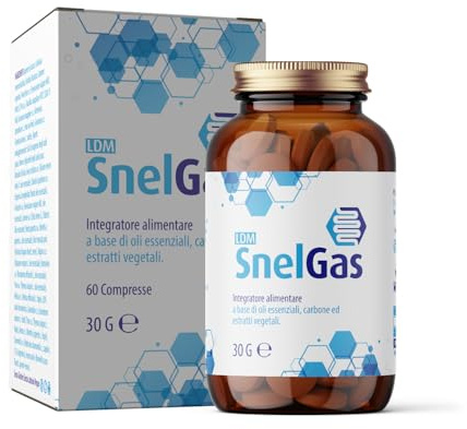 Gonfiore Addominale e Gas Intestinali – Integratore per Digestione e Pancia Gonfia con Finocchio, Camomilla, Timo e Fermenti Lattici Bacillus coagulans – LDM Snelgas – 60 Compresse