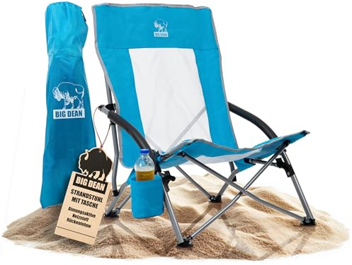 BigDean Strandstuhl klappbar leicht stabil mit Getränkehalter