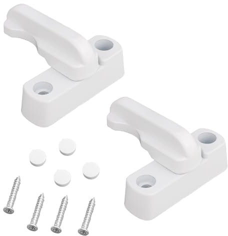 2 Pcs Window Jammer Locks,White Plastic Sash Jammers,Extra Security Sash Window Locks,for Upvc PVC Windows Bathroom Balcony and Doors,for Home Safety,Child and Pet Protection(White)