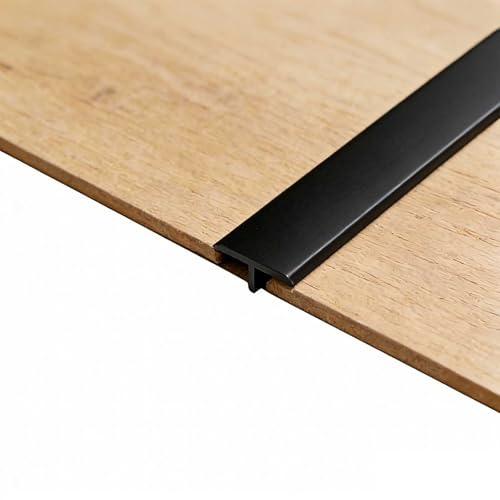Perfil De Transición Autoadhesivo, Perfil En T Aluminio, Barra De Transición Tira Para Umbrales De Puertas Y Suelos De Conexión De Baldosas Laminadas(Negro,2x150cm)
