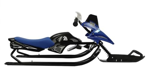 Trineo de nieve con dirección hasta 80 kg, con freno, cuerda de tracción, amortiguador, color azul