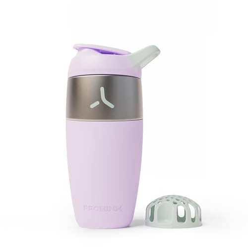 Promixx Pursuit Shaker Acciaio Inossidabile - 760ml Miscelatore Proteico Metallo Leggero con Snap-Fit per Frullati Lisci - Ermetico Anti-Odori per Fitness - Lillà