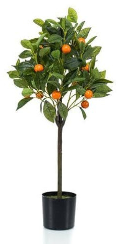 Kunstpflanze Citrus Sinensis – Orangenbaum – 75cm – Hochwertiger künstlicher Baum mit naturgetreuen Blättern & realistischen Früchten – Immergrüne Dekopflanze
