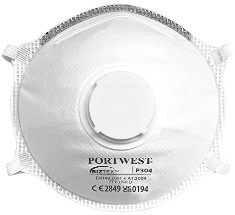 Portwest P304WHR Ventilerad Dolomit lätt kopp andningsskydd, vanlig, vit