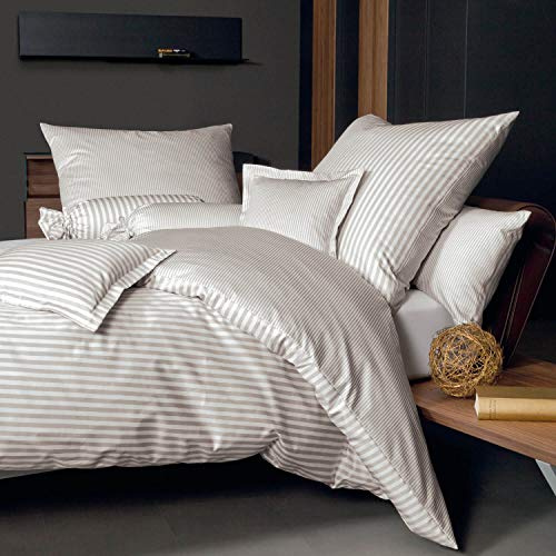 Janine 3912 Mako Seidensatin Wendebettwäsche modernclassic 155x220 cm + 80x80 cm naturell