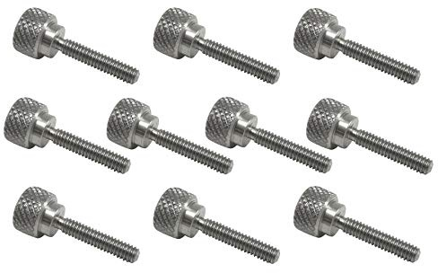 10 Pack 8-32 x 3/4 Inch Threads 303 Stainless Steel Diamond Knurled Thumb Screws Knobs with Straight Shoulders Right-Hand Threads SAE Flat Tip Uncoated