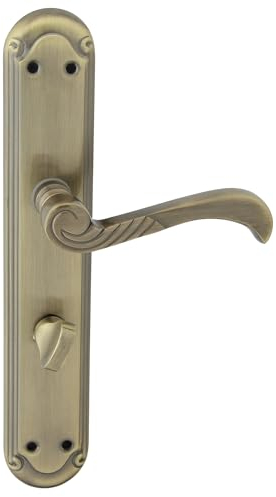 domino Türgriff 78 Drückergarnitur WC - Badezimmer Set Links & Rechts Türbeschlag für WC/Badezimmertüren L-Form Türbeschläge aus Aluminium Bronze Türdrückergarnitur CASABLANKA M3