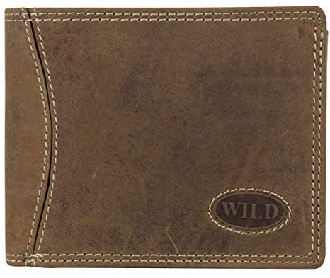 HMT Herren Leder Geldbörse Portemonnaie Portmonee Geldbeutel WILD Querformat braun 10200MC