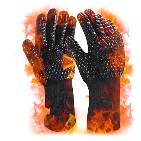 MILcea Guantes de Barbacoa, de Horno, Guantes Resistentes al Calor, Guantes para Cocina y Parrilla, cocción, Hornear, Soldadura (Negro)