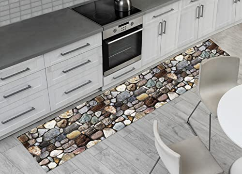 BIANCHERIAWEB Tappeto Passatoia Cucina Antiscivolo Sottolavello Digitale Fantasie Varie 50x320 Pietre
