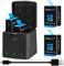 COOLSHOW Hero 12/11/10/9 Battery Replacement 2 Packs and 3-Channel Storage Hero 12/11/10/9 Battery Charger Box Portable Design Compatible with GoPro Hero 12/11/10/9 Black