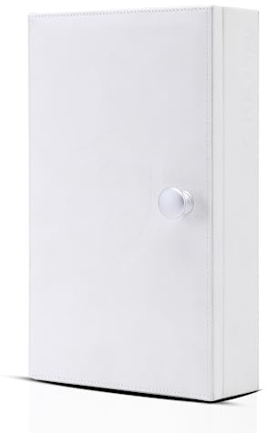 CKEYURE Premium XL PU Leder Faraday Box für Autoschlüssel mit Magnetverschluss - Anti-Diebstahl Signalblocker | Wandmontage RFID & Signalblockierung in Weiß