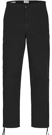 Jack & Jones Pantalon Cargo pour Homme, Coupe Ample, Pantalon Cargo, Noir, 36W / 32L