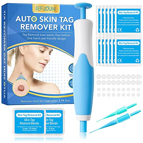 Warzenentferner, Warzenentferner Schnell Kit, Skin Tag Remover Kit 2 in 1 for Micro to Large (2 mm - 8 mm), Pain-Free Stem Wart Removal Device, Warzen Entfernen für Die Meisten Körperteile