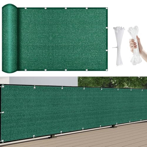 Privacidad de Balcón y Pantallas Protectoras 600 x 50 cm Transpirable Protección Visual, Biombo para Balcón, Valla, Protección de Privacidad, para Balcón Exterior de Jardín, Verde Oscuro