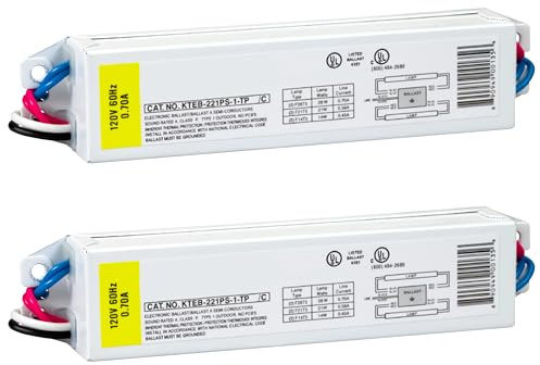 OHLECTRIC (2 Pack) Replacement for Keystone KTEB-221PS-1-TP 2 Lamp T5 Electronic Fluorescent Ballast | 120V Input with Program Start | Normal Ballast Factor | UL Approved