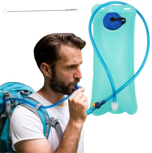 Trinkblase mit Schlauch,2L Hydration Bladder Trinkblase,Wasserblase für Trinkrucksack,Reißfeste Trinkblase,Trinkbeutel Wasserbeute,Trinkblase mit Beissventil,für Wandern,Laufen,Radfahren,Camping