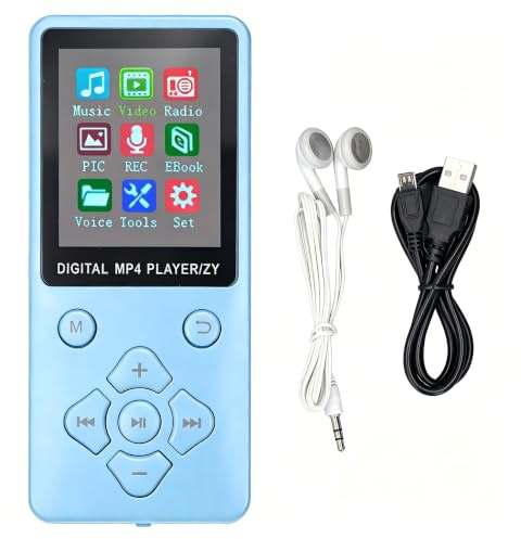 Reproductor MP3 Reproductor MP4, Reproductor de Música HiFi sin Pérdidas con Bluetooth 5.0, Reproductor de Música y Vídeo Portátil con Pantalla a Color de 1,8 Pulgadas con Libro