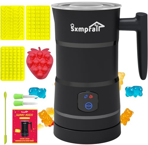 Gummy Maker Machine, Oil Infused Gummy Candy Maker, DIY Edible Gummy, Jelly & Pudding, Gummy Making Kit, Include Bear Mold, Fruit Mold, Worm Mold & Mixing Stick 5-Years Free Replacement (Black)