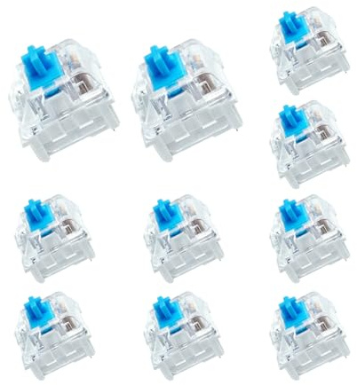 BlingKingdom 10 PCS Blue Switch Replacement 3 PIN Mechanical Keyboard Switches, Clicky, Accurate Typing, Dustproof, LED Keyboard, Gaming Keyboard
