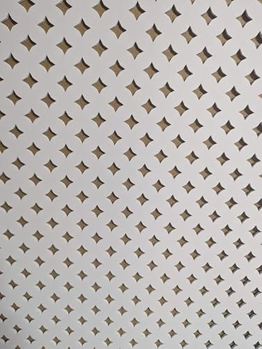 Wooden mesh Decorative Panel, Wall partition, Radiator Cover Grille, Cut-Outs, Kitchen Furniture, Laser Cut in 3mm Thick MDF (Size 1200mm x 620mm) Stellar Pattern ST2.Made in The UK.