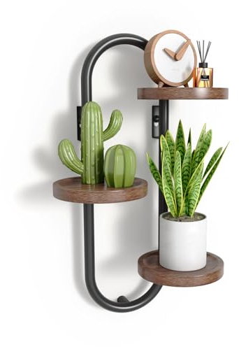 FKSLIFE 3 Tier Wall Plant Stand Heavy Duty Wall Mounted Planter Holder for Multiple Plants Metal Round Flower Stand Plant Shelf for Patio Garden Balcony Living Room Bedroom Home Decor