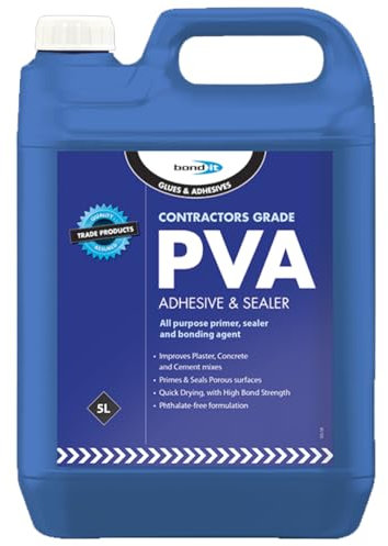 Contractors Grade PVA Adhesive White 5L | PVA Glue, PVA Bond & Contact Adhesive | PVA Glue for Walls & Crafting | Multi-Purpose Sealer, Primer & Bonding Agent