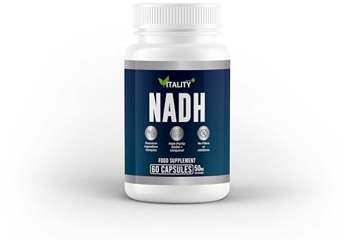 NADH Energy Complex – 50mg NADH + 200mg Ubiquinol + D-Ribose & Grape Seed Extract – Cellular Energy, Mental Focus & Mitochondrial Support – 60 Vegan Capsules – 1 Month Supply