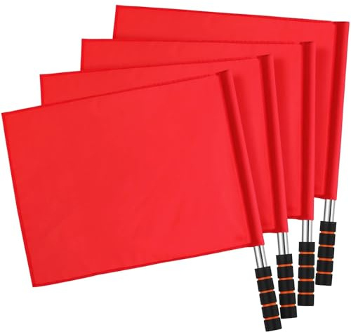 SUBLXPoten Drapeaux pour Juge de Touche 4 pièces Drapeau de Signal Manuel Drapeaux de Volley-Ball Juge de Ligne Course en Plein air Football Arbitre Conduite Plate-Forme