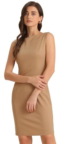 Robe Fourreau Femme sans Manches à Col Bateau | au Dessus du Genou Coupe Moulante pour Business et Bureau