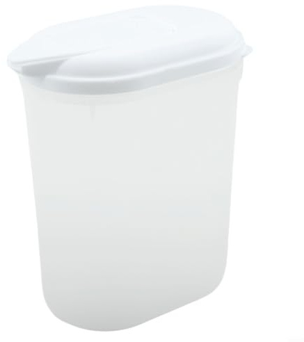 Honseadek Jarra de plástico para puerta de refrigerador de 0,8 l con tapa para agua, jugo, leche, bebidas, recipiente de polipropileno de 18 x 19 x 13 cm, cuerpo transparente con color blanco