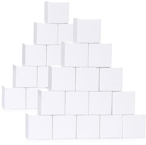 GXFCING Paket med 50 Vita Små Presentförpackningar med Lock 5x5x5 cm | Papper kartong fyrkantig presentlåda, mini presentförpackning för födelsedag, bröllop, jul, fest, godis