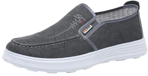 Båtskor för män, kanvas, promenadskor för män, lätta bekväma staden, ortopedisk slip-on sneakers, halkfri tjock sula, arbetssko, vardag