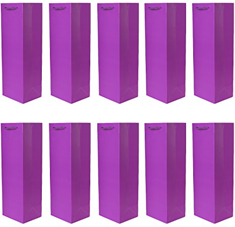 10er Packung Flaschentüten Geschenktüten lila für Wein Sekt und Champagner geeignet 36x12x10
